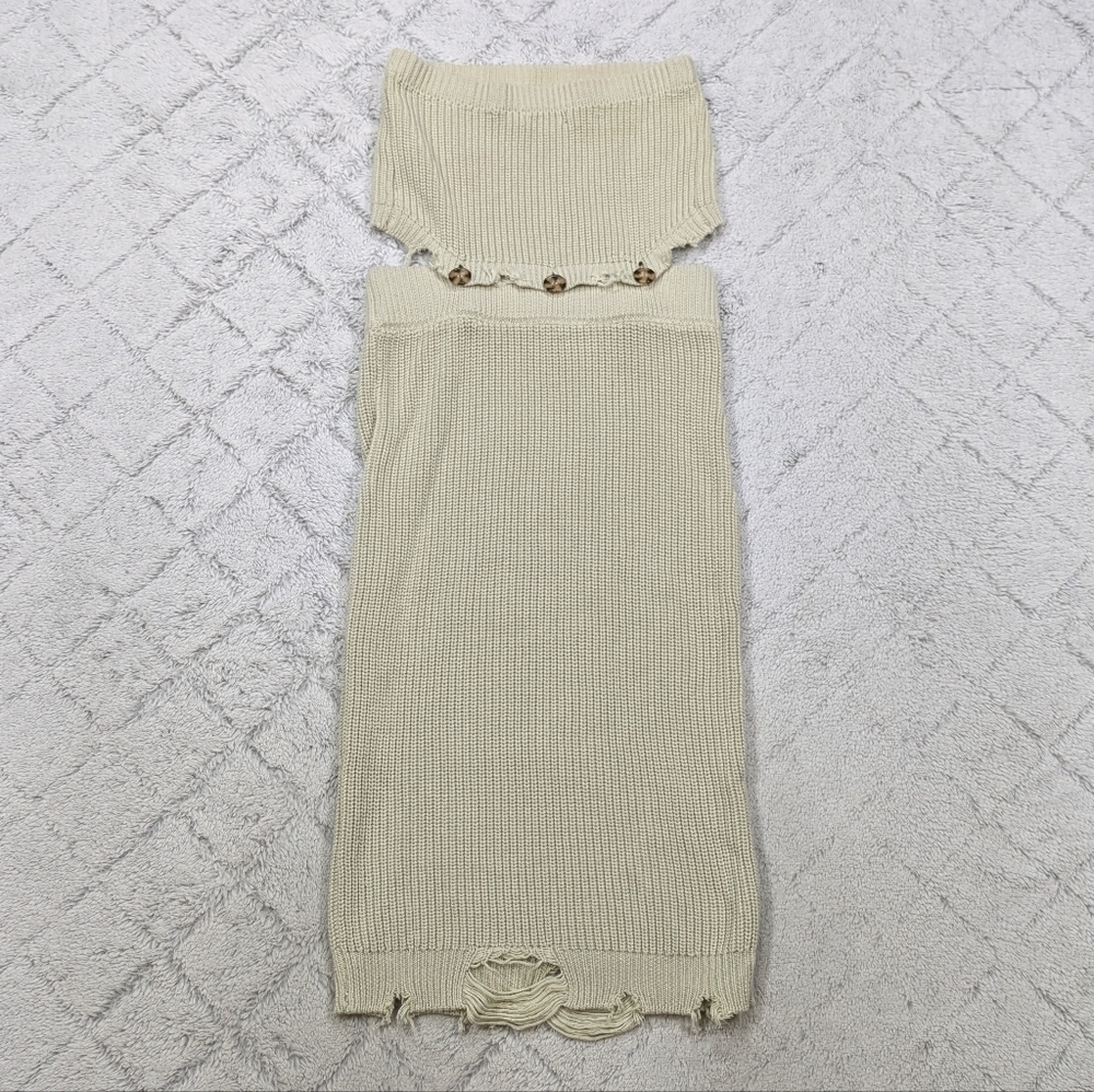 Ser.o.ya Dress Women's S Green Sage Grace Midi Strapless Rib Knit Cutout